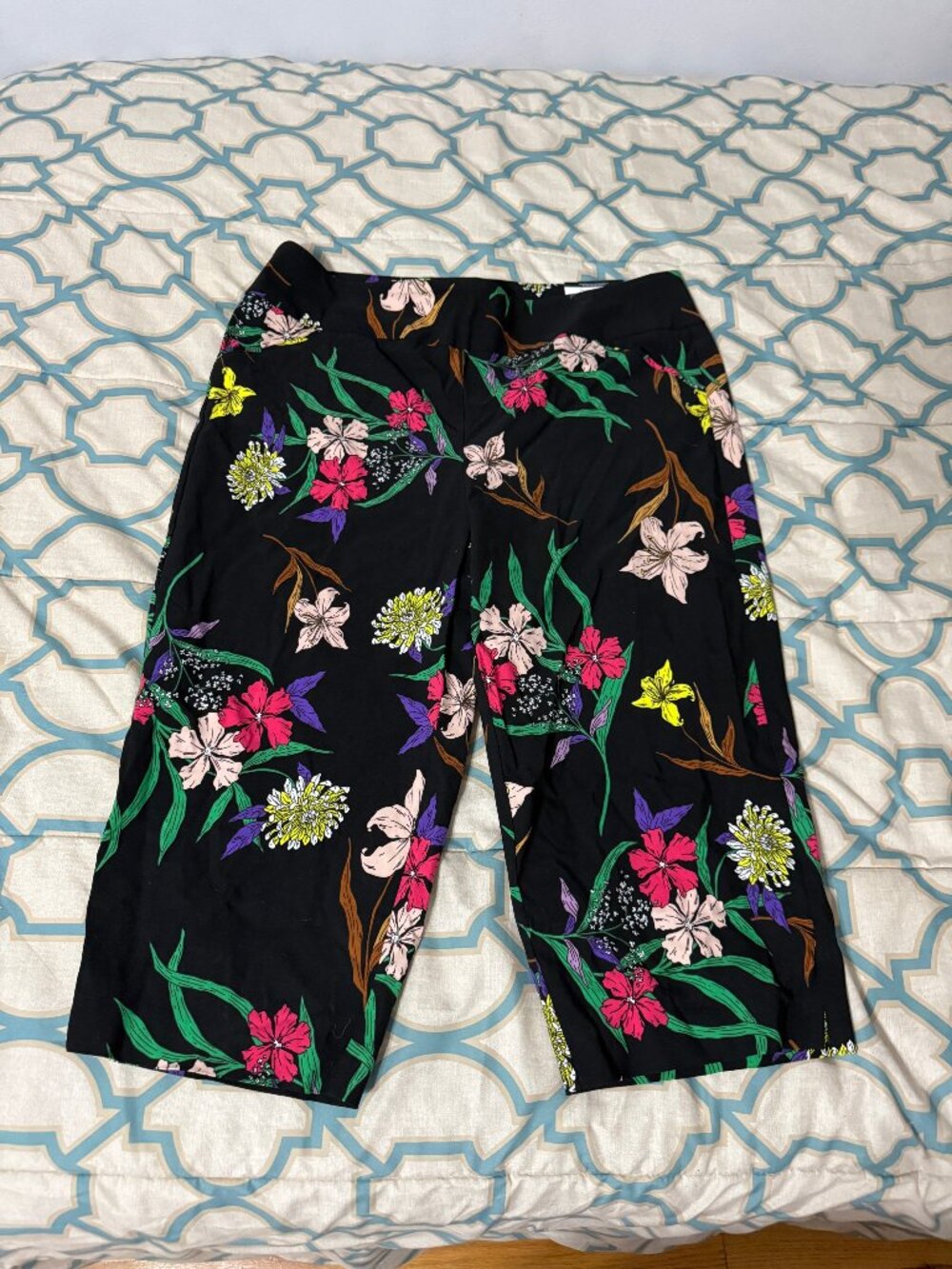 NWT Worthington Woman Black Floral Ankle Pants 1X 🖤
